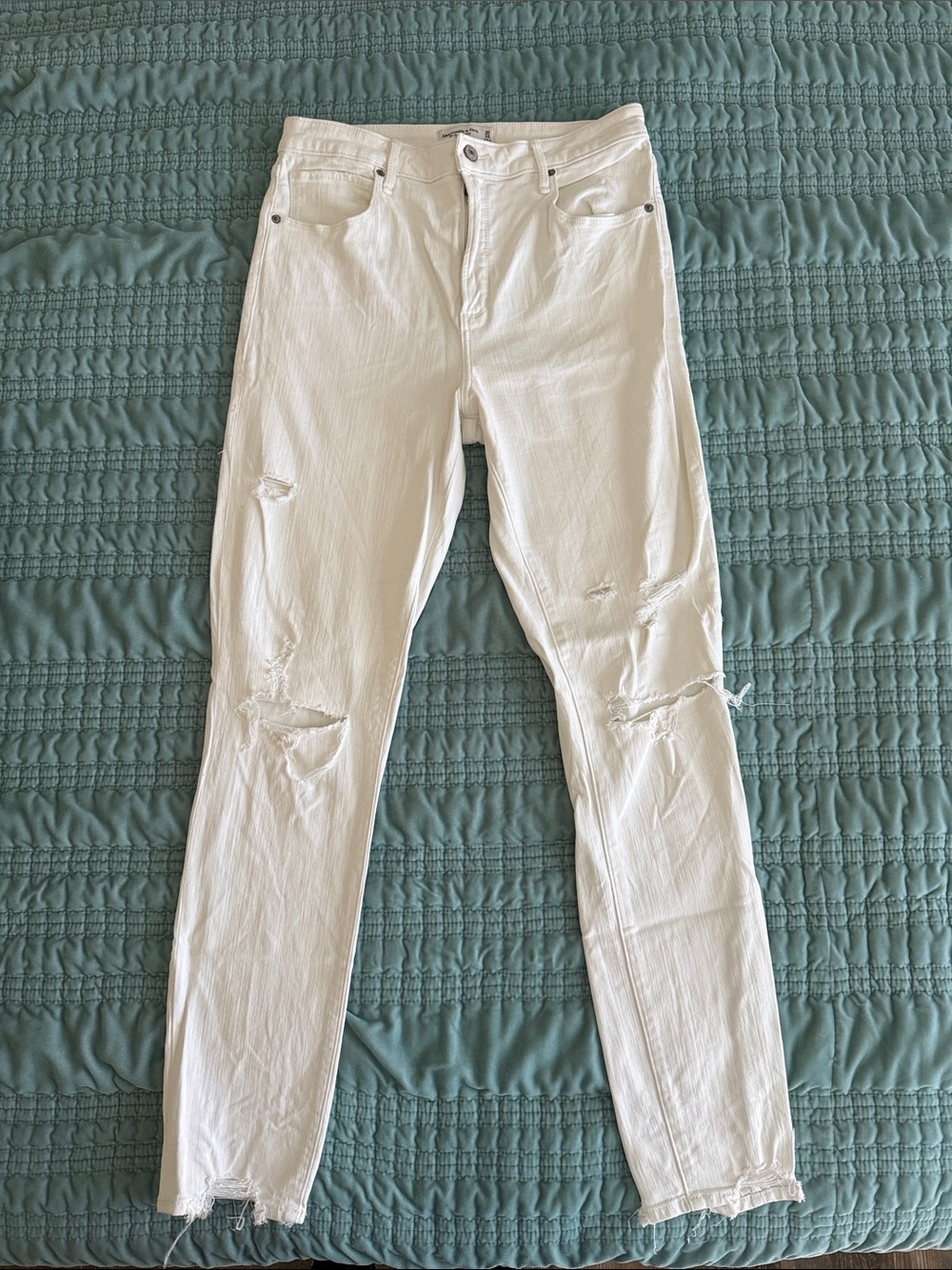 Abercrombie Skinny Distressed White Jeans